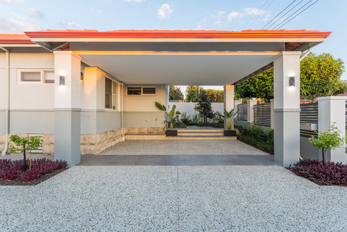 Modern carport design that matches the architecture of the house